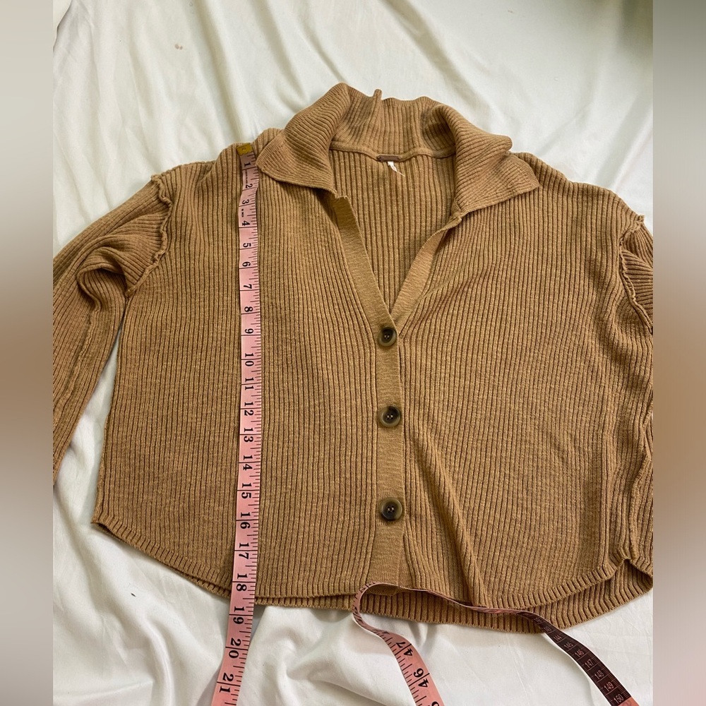 Free People Brown Ribbed Cardigan